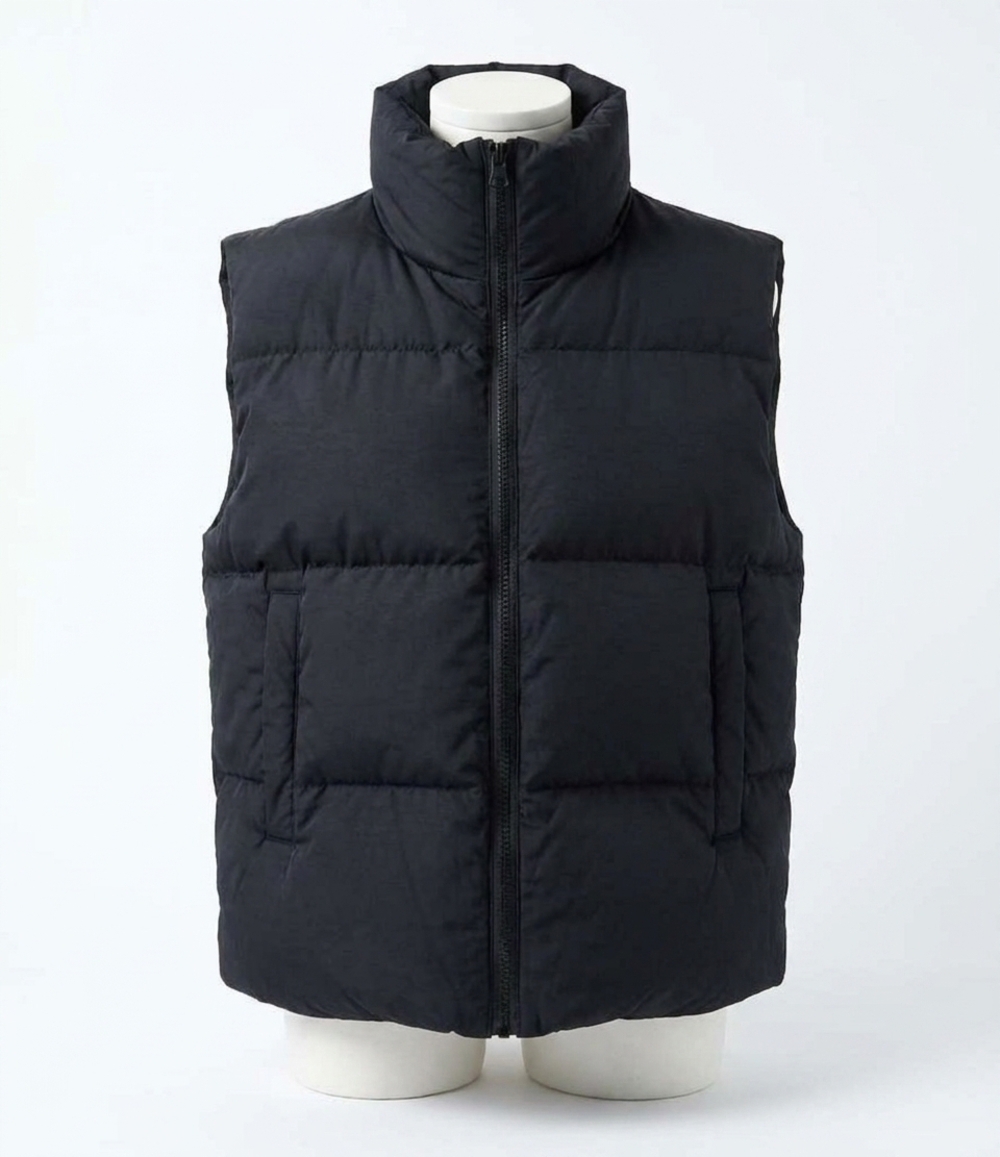 NEW BLUIVY zipper front puffer vest in black